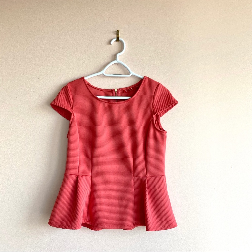 Elle Coral Peplum Top Size M